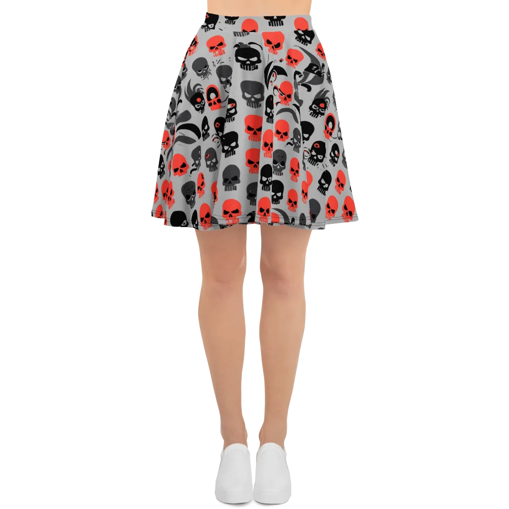Crimson Skullcap on Skater Skirt — Front