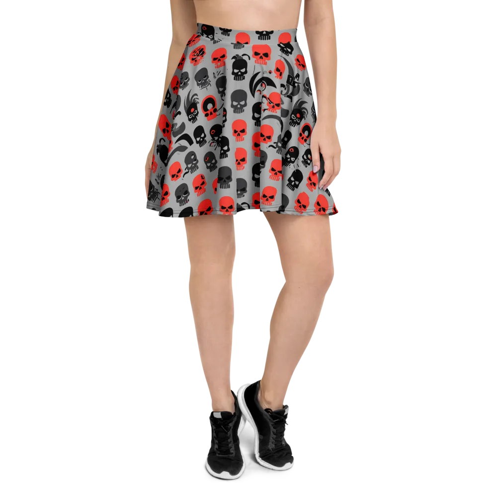 Crimson Skullcap on Skater Skirt — Front