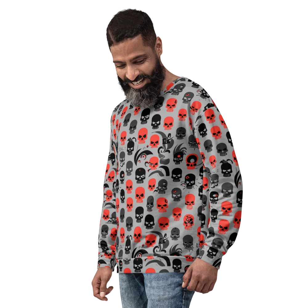 Crimson Skullcap on Sweatshirt — Left Front