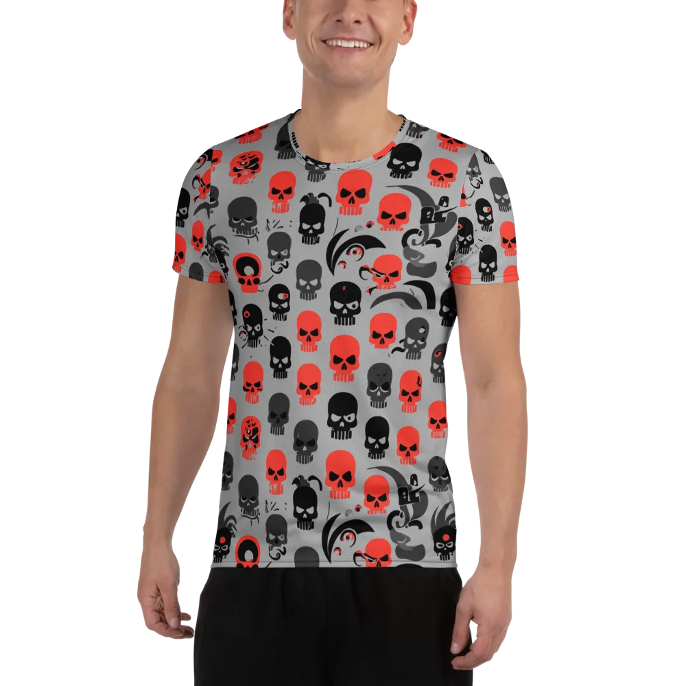 Crimson Skullcap on Men's Athletic T-Shirt — Front