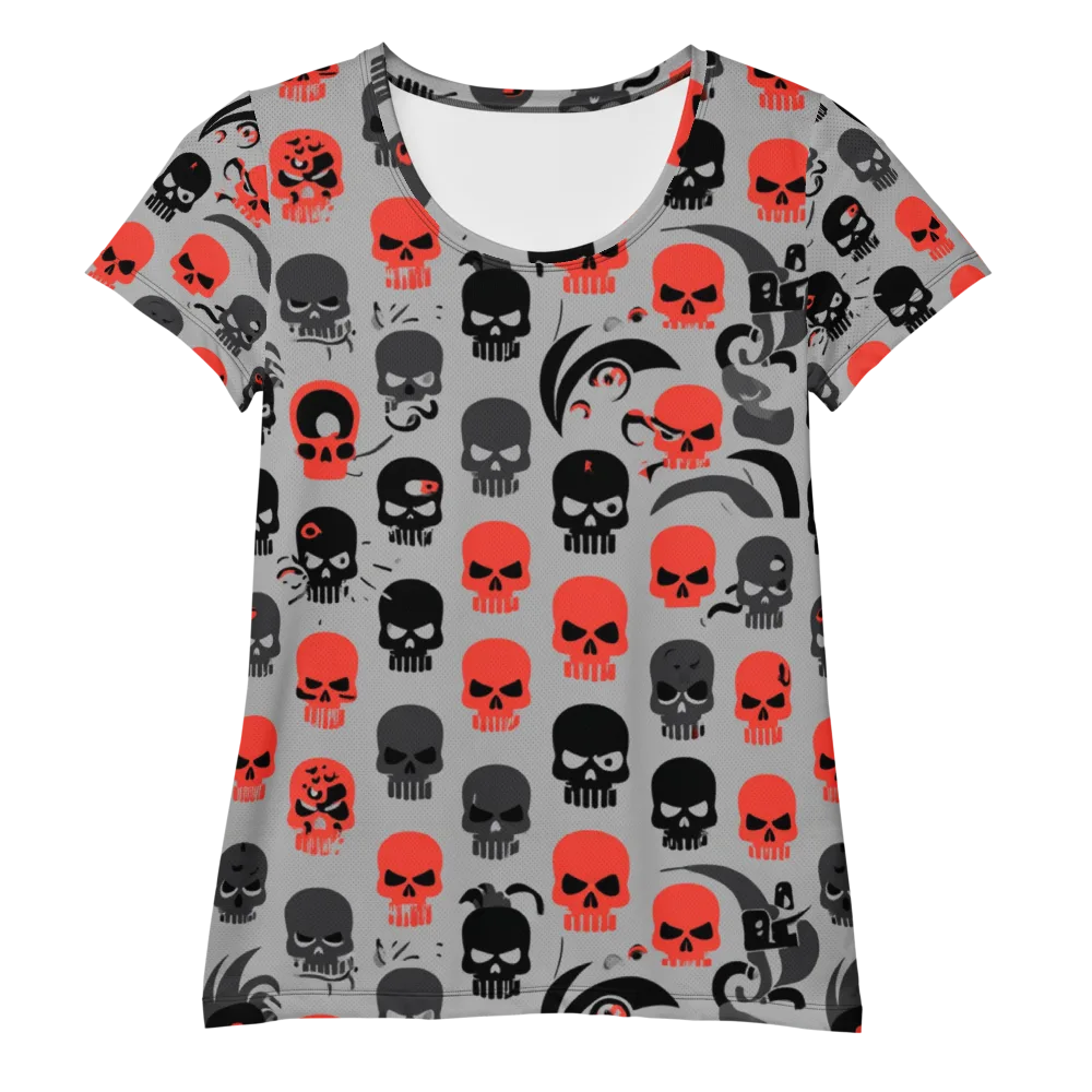 Crimson Skullcap on Women's Athletic T-Shirt — Front