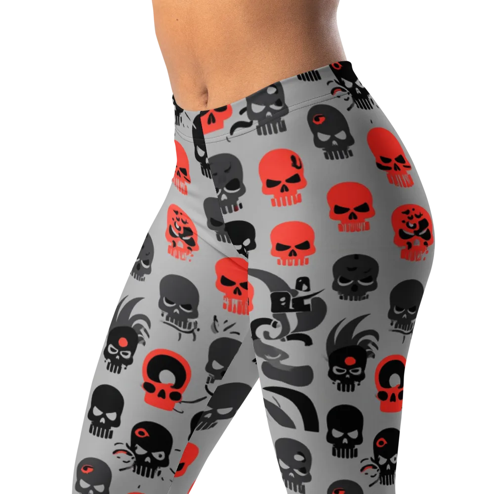 Crimson Skullcap on Leggings — Left Front