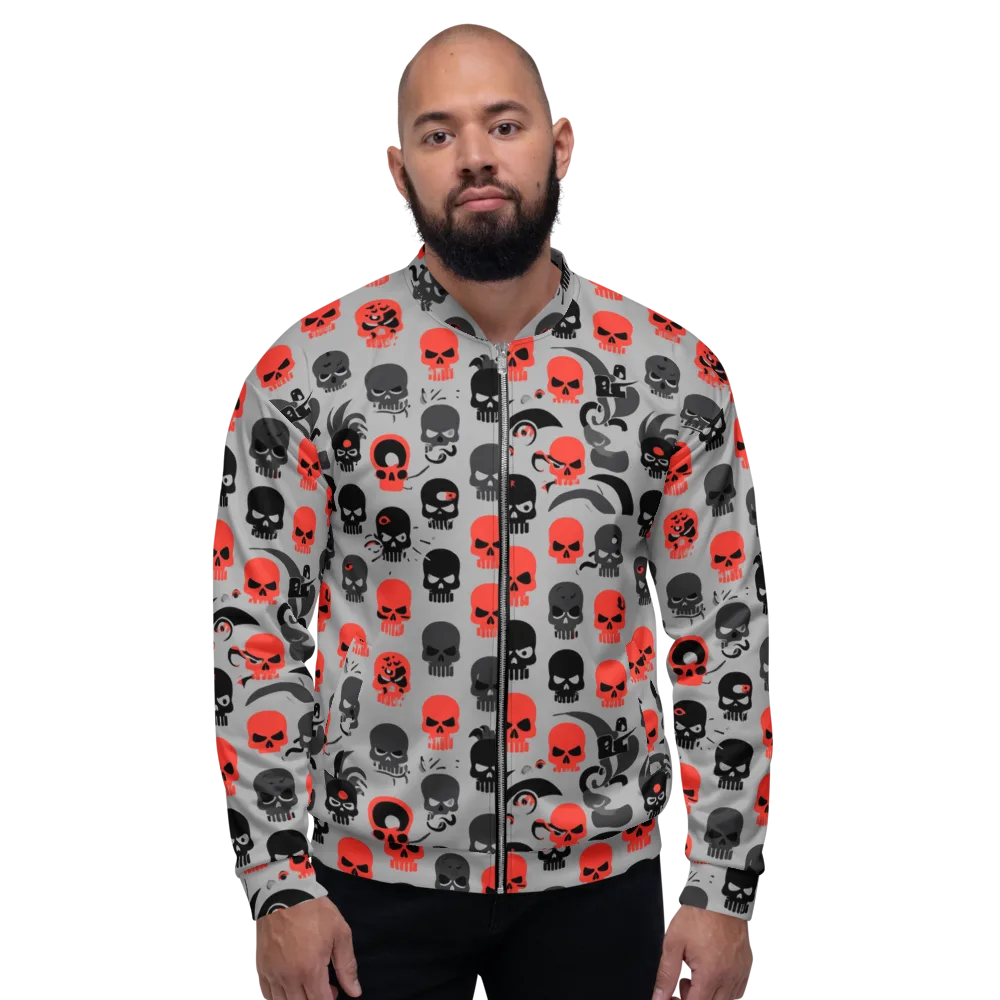 Crimson Skullcap on Bomber Jacket — Front