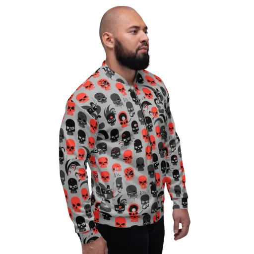 Crimson Skullcap on a Bomber Jacket