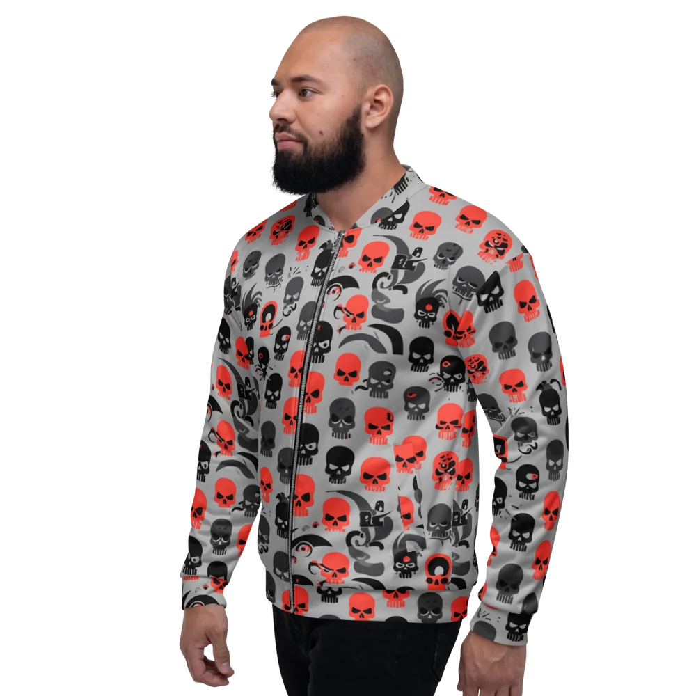 Crimson Skullcap on Bomber Jacket — Left