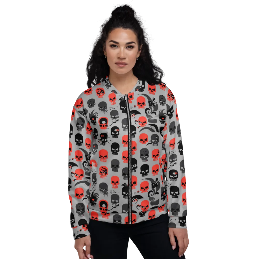 Crimson Skullcap on Bomber Jacket — Front
