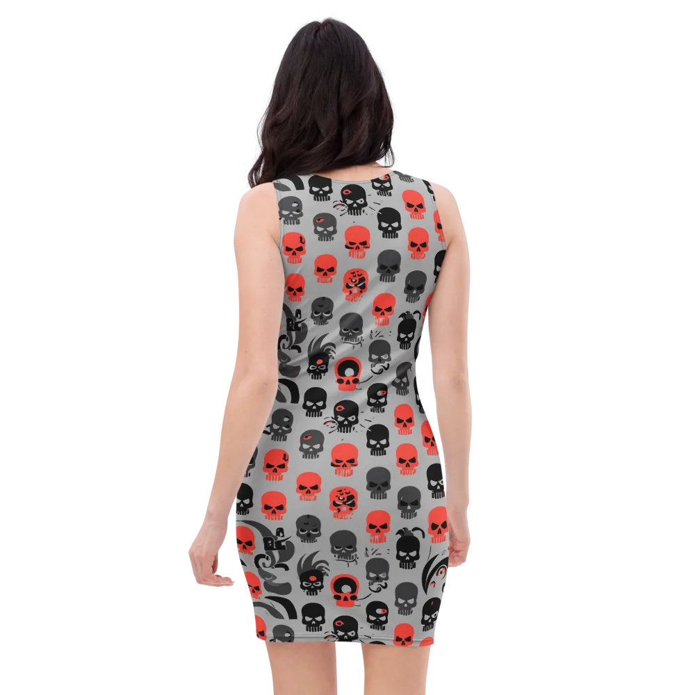 Crimson Skullcap on Bodycon Dress — Back