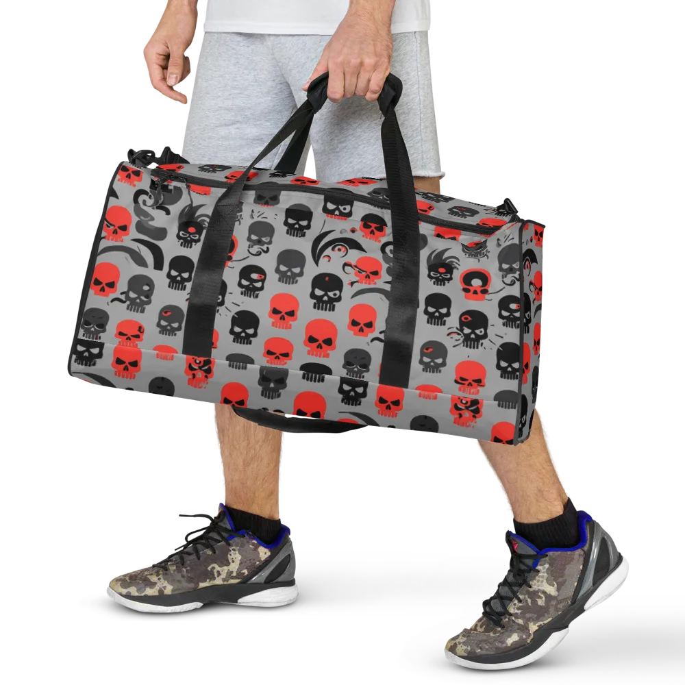 Crimson Skullcap on Duffle Bag — Front