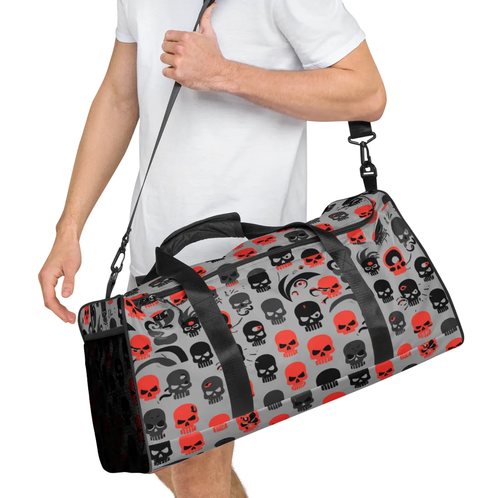 Crimson Skullcap on Duffle Bag — Right Front