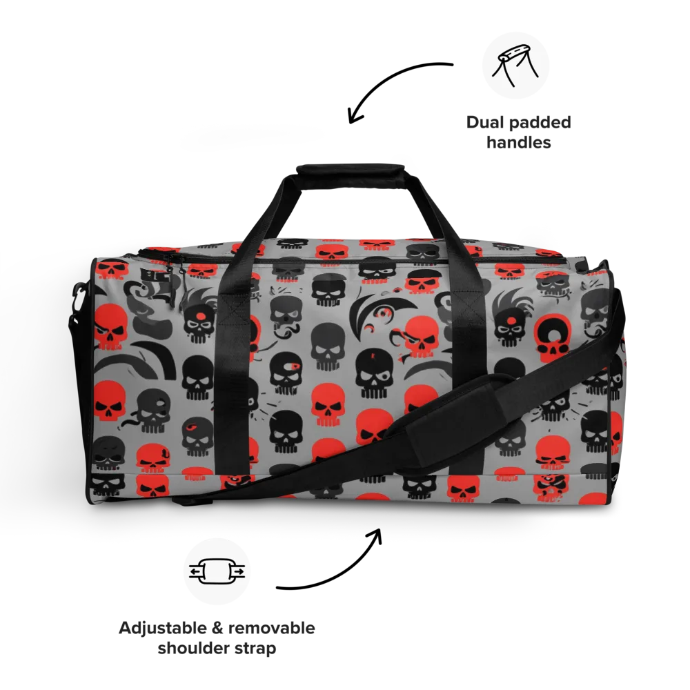 Crimson Skullcap on Duffle Bag — Front