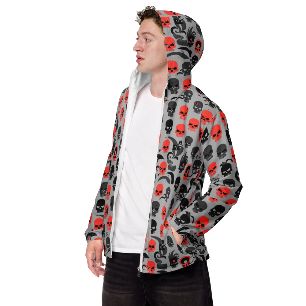 Crimson Skullcap on Men's Windbreaker — Left Front