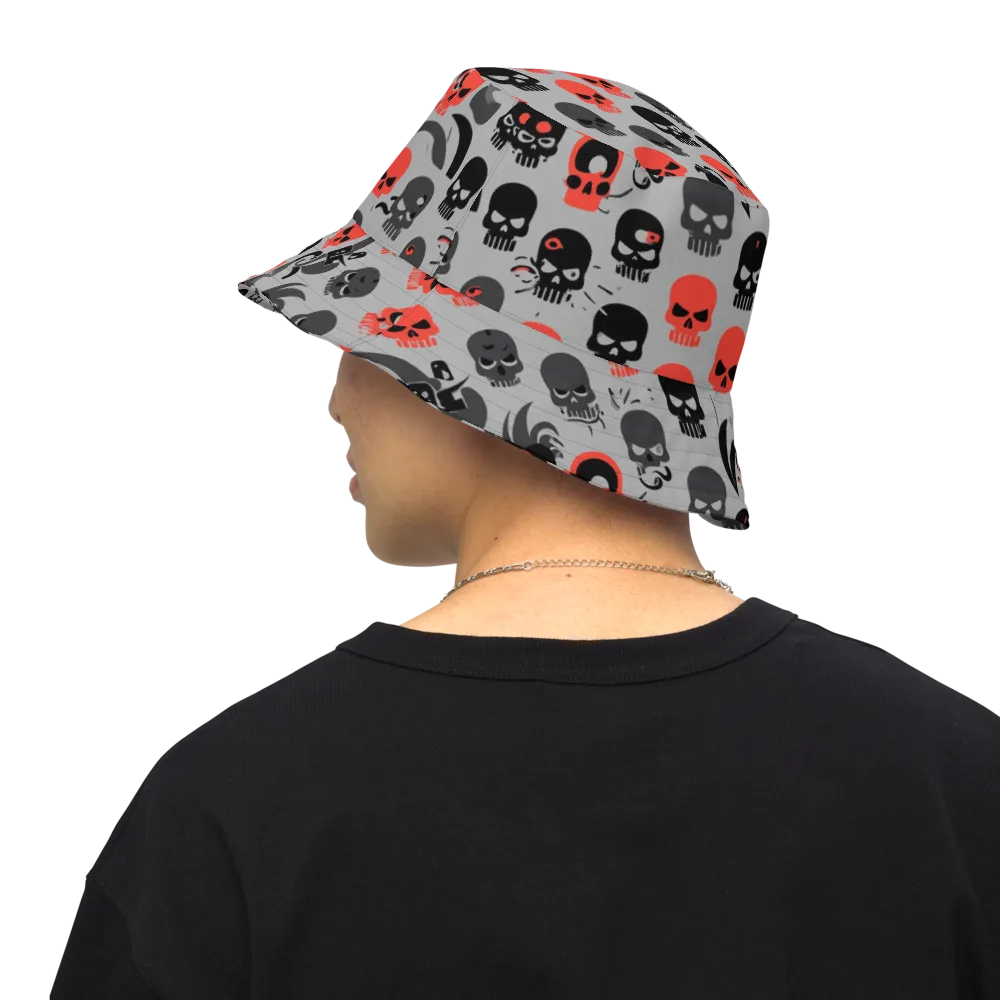 Crimson Skullcap on Reversible Bucket Hat — Back Inside