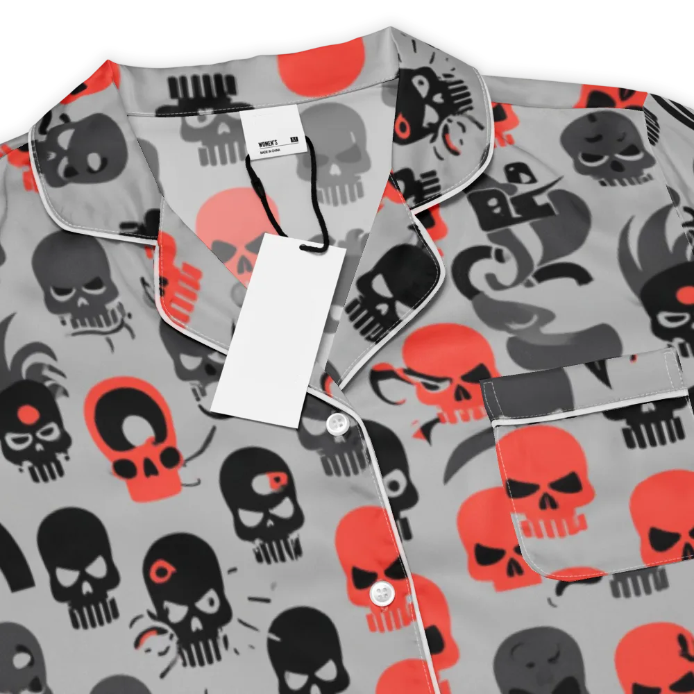 Crimson Skullcap on Women's Short Sleeve Pajama Top — Product details