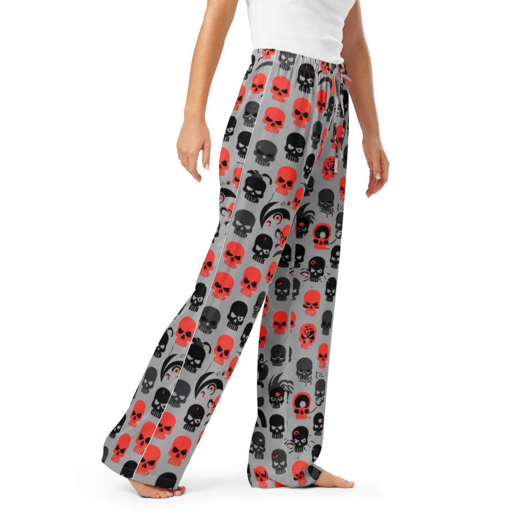 Crimson Skullcap on Women's Pajama Pants — Right Front
