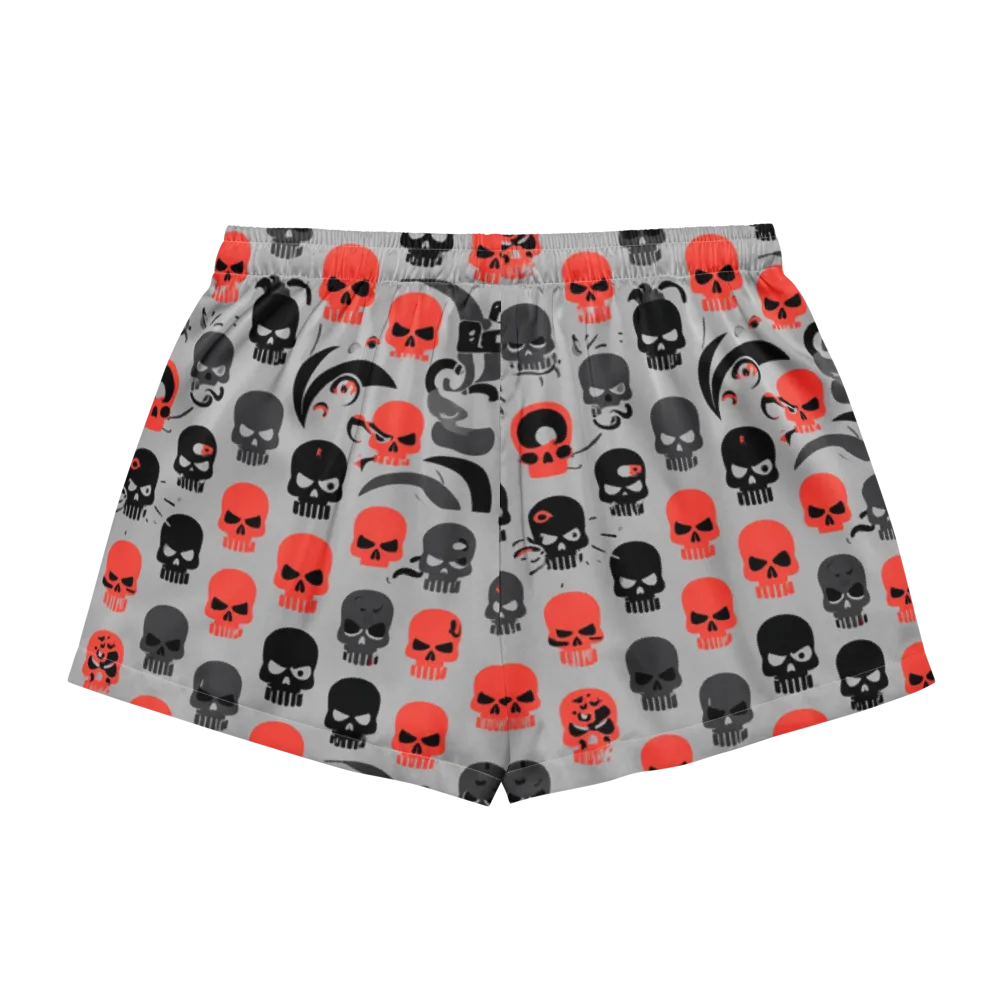 Crimson Skullcap on Women's Pajama Shorts — Back