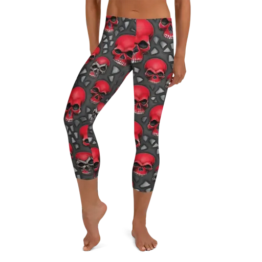 Crimson Skullfield on a Capri Leggings