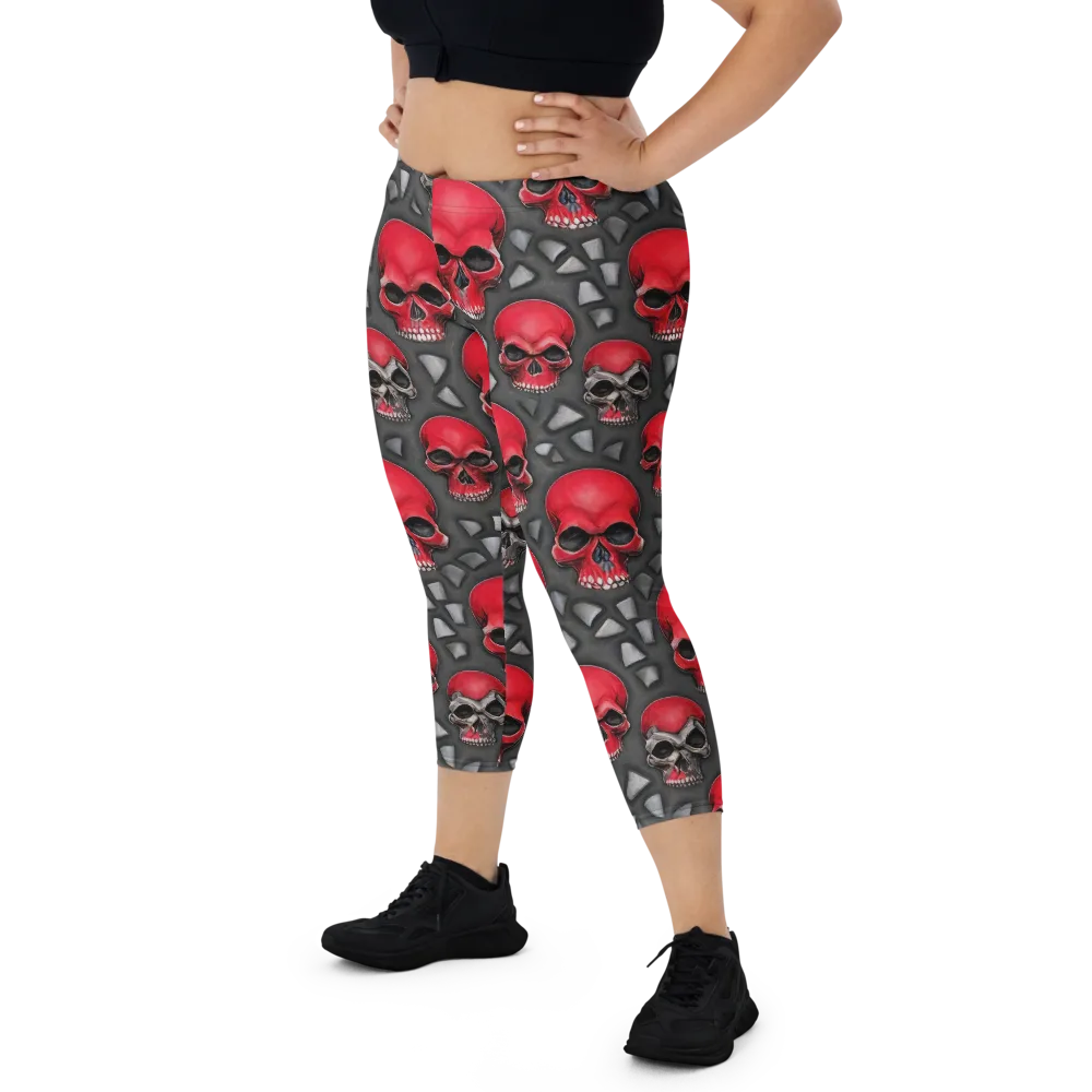 Crimson Skullfield on Capri Leggings — Front