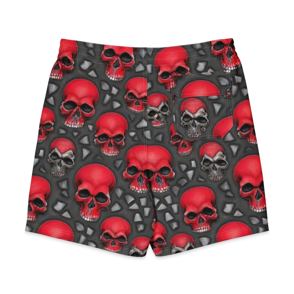 Crimson Skullfield on Men's Board Shorts — Back