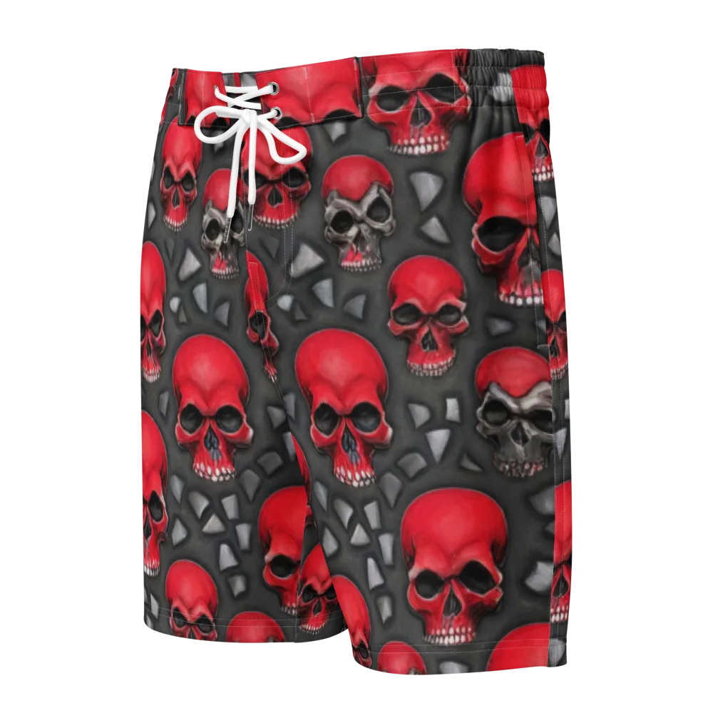 Crimson Skullfield on Men's Board Shorts — Front