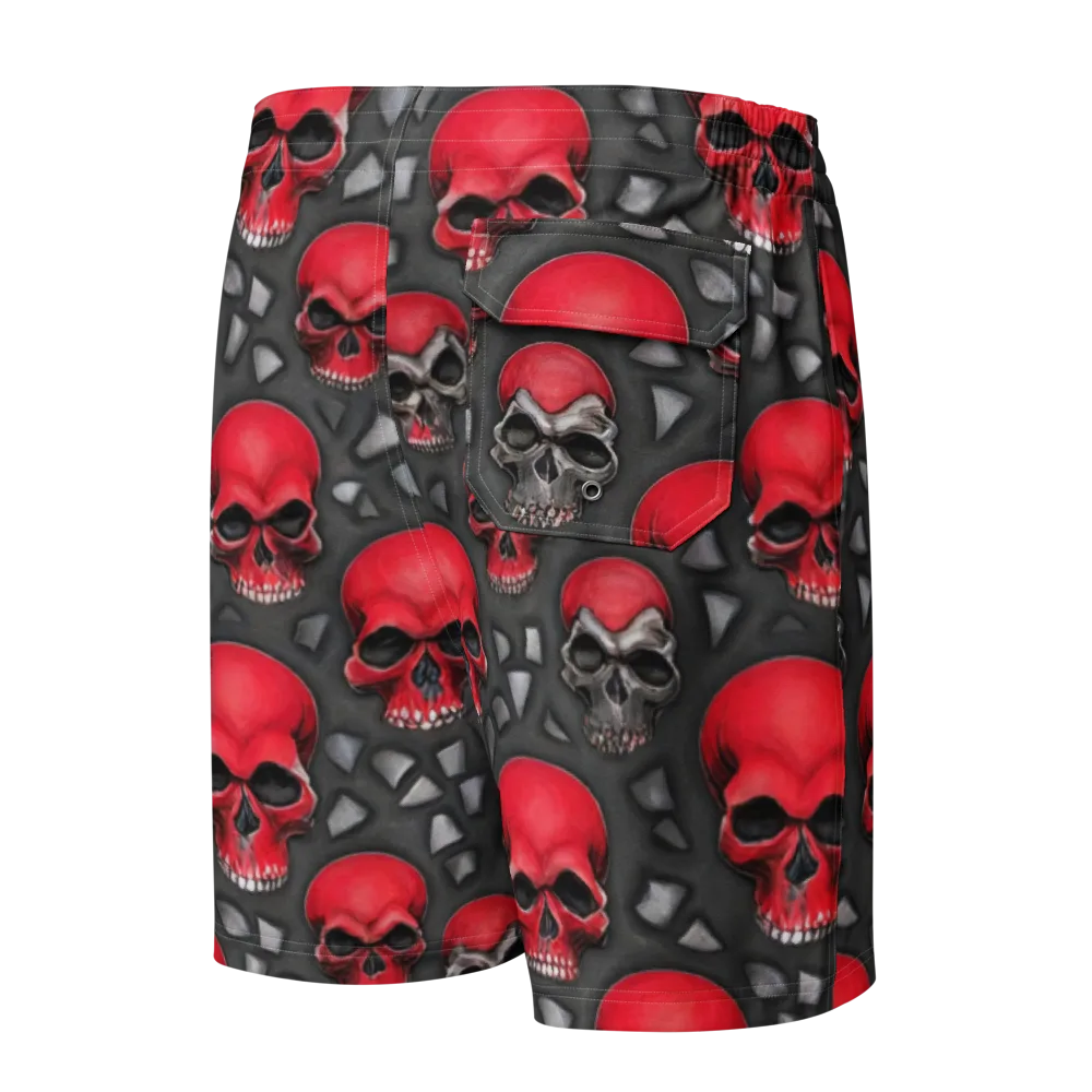 Crimson Skullfield on Men's Board Shorts — Back