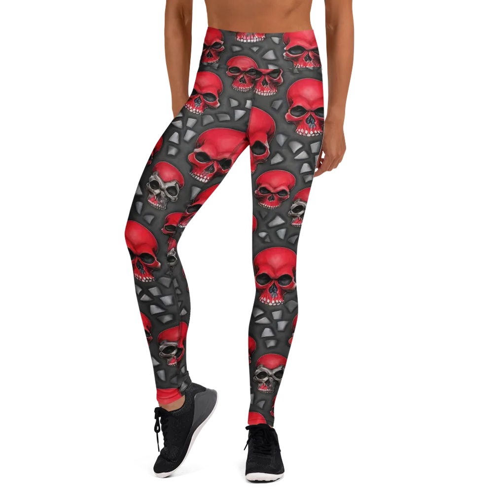Crimson Skullfield on Yoga Leggings — Front