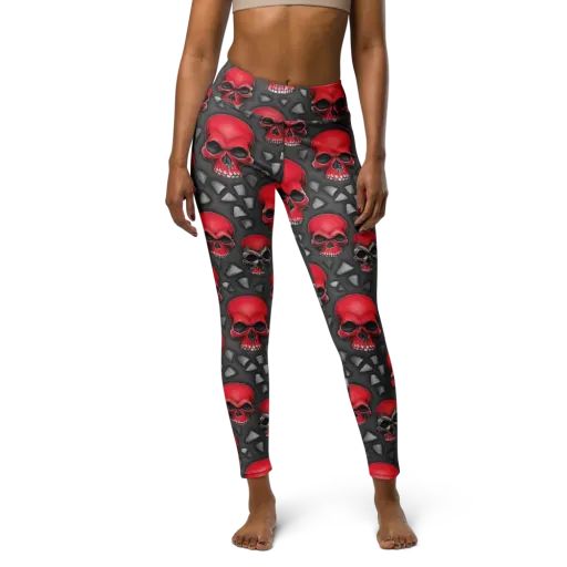 Crimson Skullfield on a Yoga Leggings