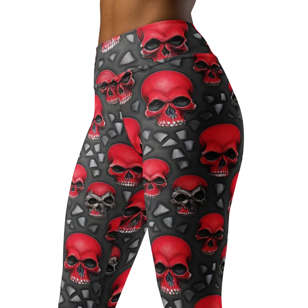 Crimson Skullfield on Yoga Leggings — Left Front