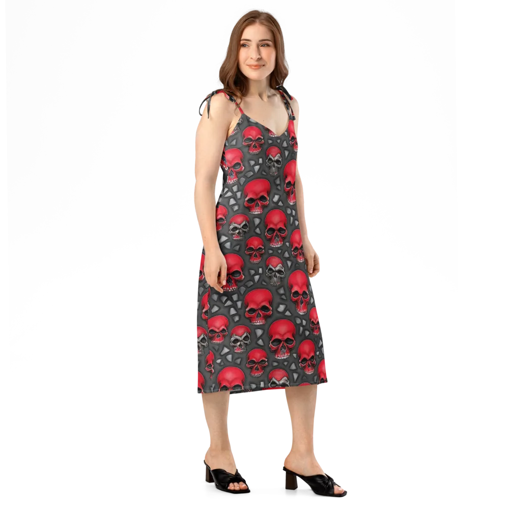 Crimson Skullfield on Slip Dress — Right Front