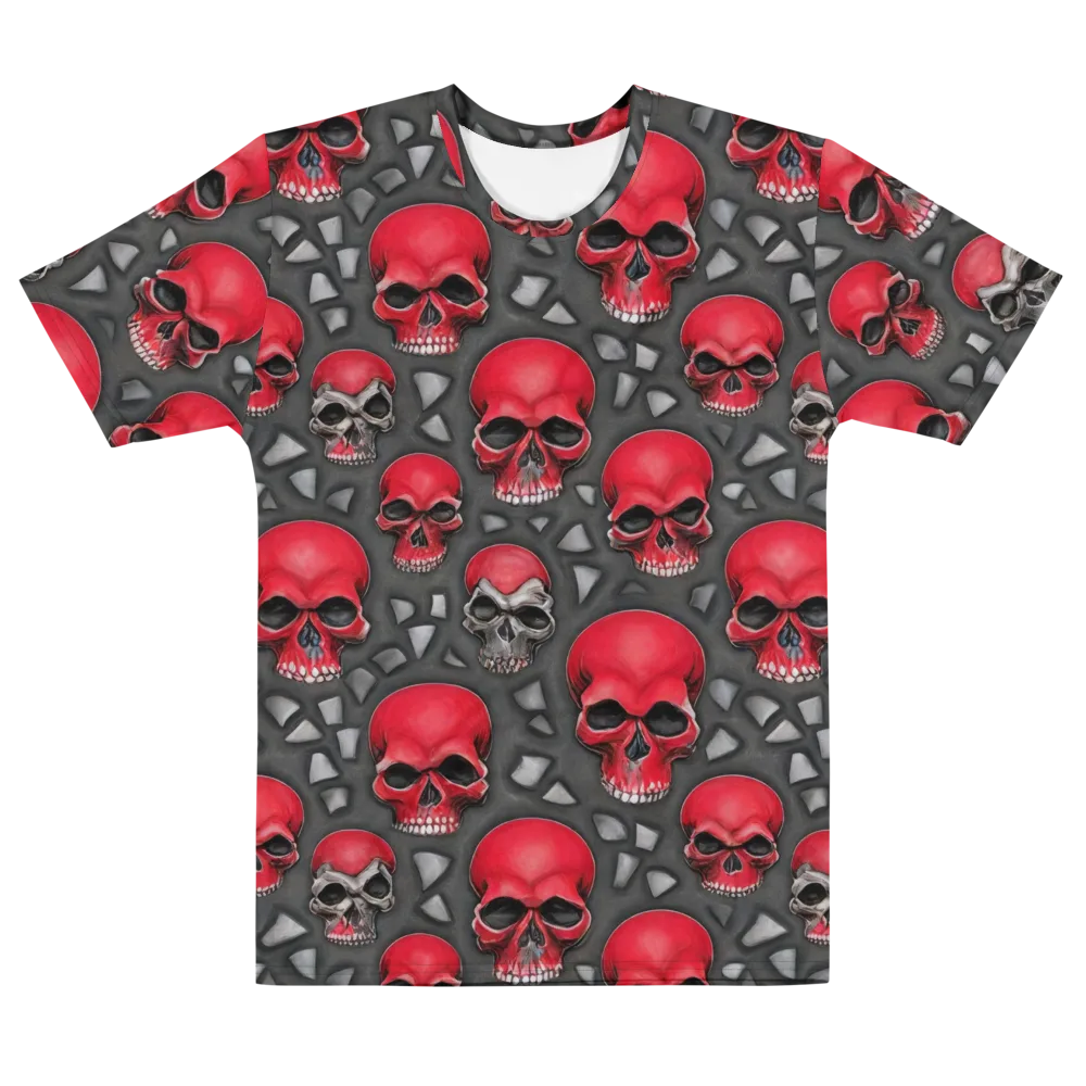 Crimson Skullfield on Men's Cotton Crew Neck T-Shirt — Front