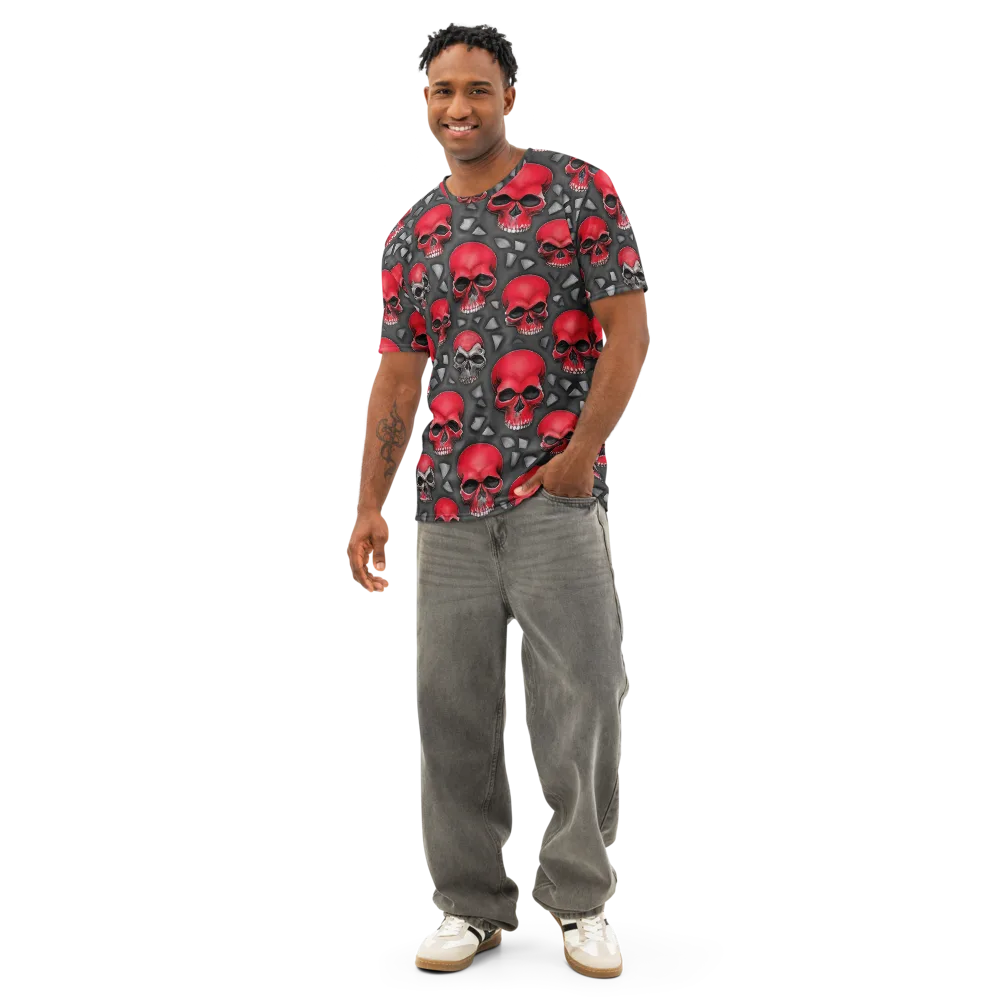 Crimson Skullfield on Men's Cotton Crew Neck T-Shirt — Front