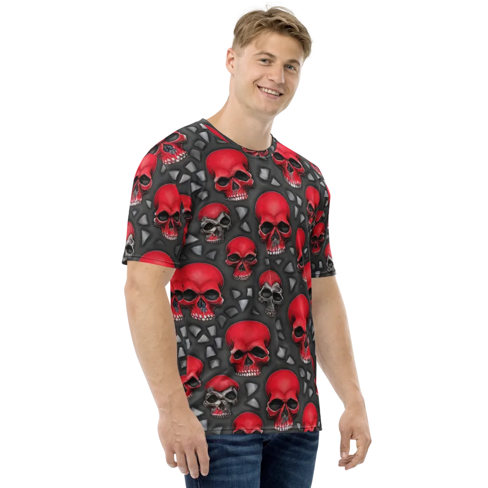 Crimson Skullfield on Men's Crew Neck T-Shirt — Right