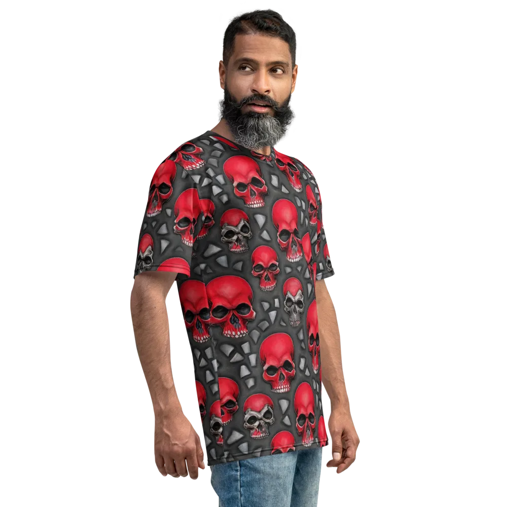 Crimson Skullfield on Men's Crew Neck T-Shirt — Right