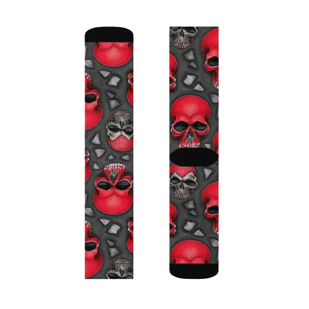 Crimson Skullfield on Socks — Right Sock