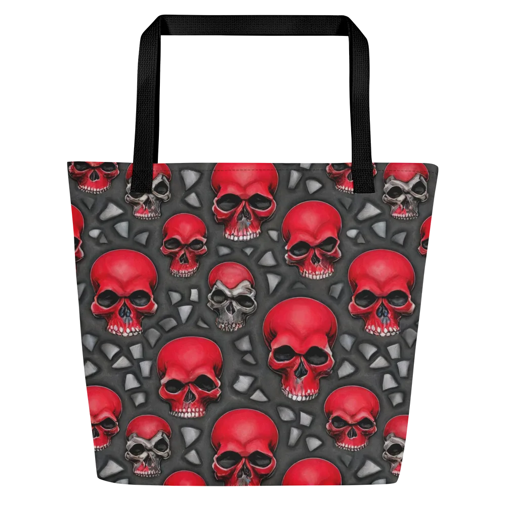 Crimson Skullfield on Large Tote Bag W/ Pocket — Front