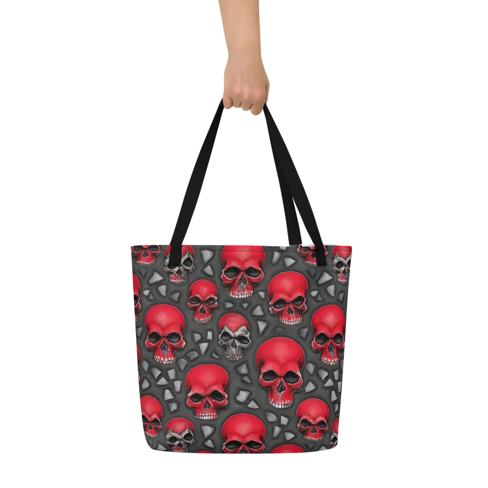 Crimson Skullfield on Large Tote Bag W/ Pocket — Front
