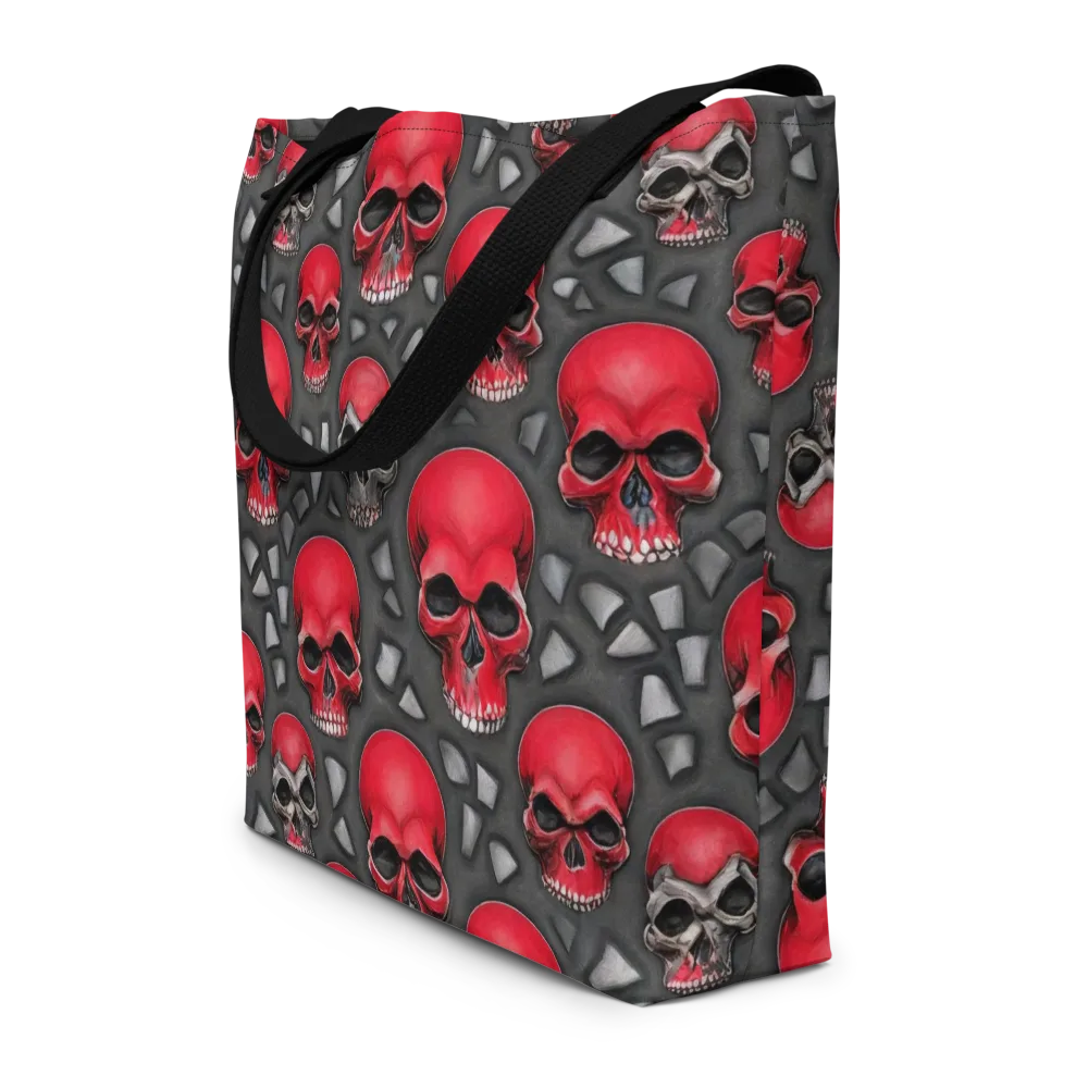 Crimson Skullfield on Large Tote Bag W/ Pocket — Front