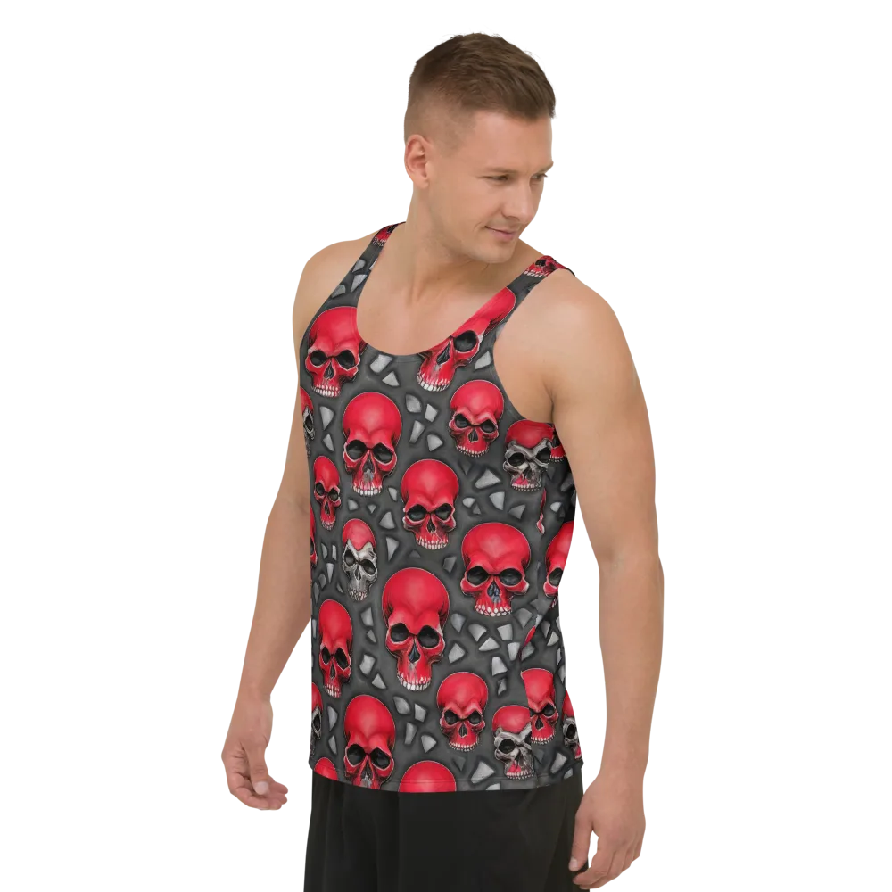 Crimson Skullfield on Men's Tank Top — Left Front