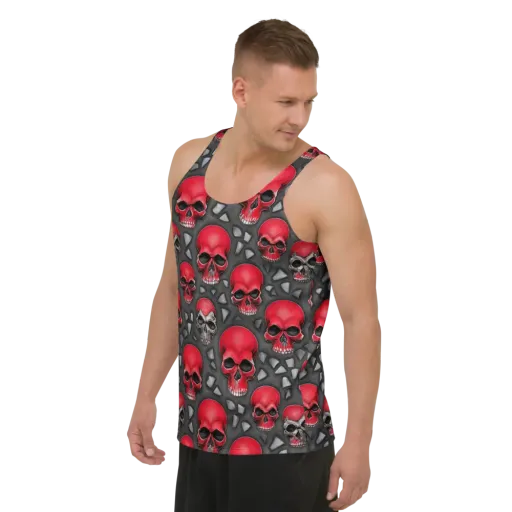 Crimson Skullfield on a Men's Tank Top
