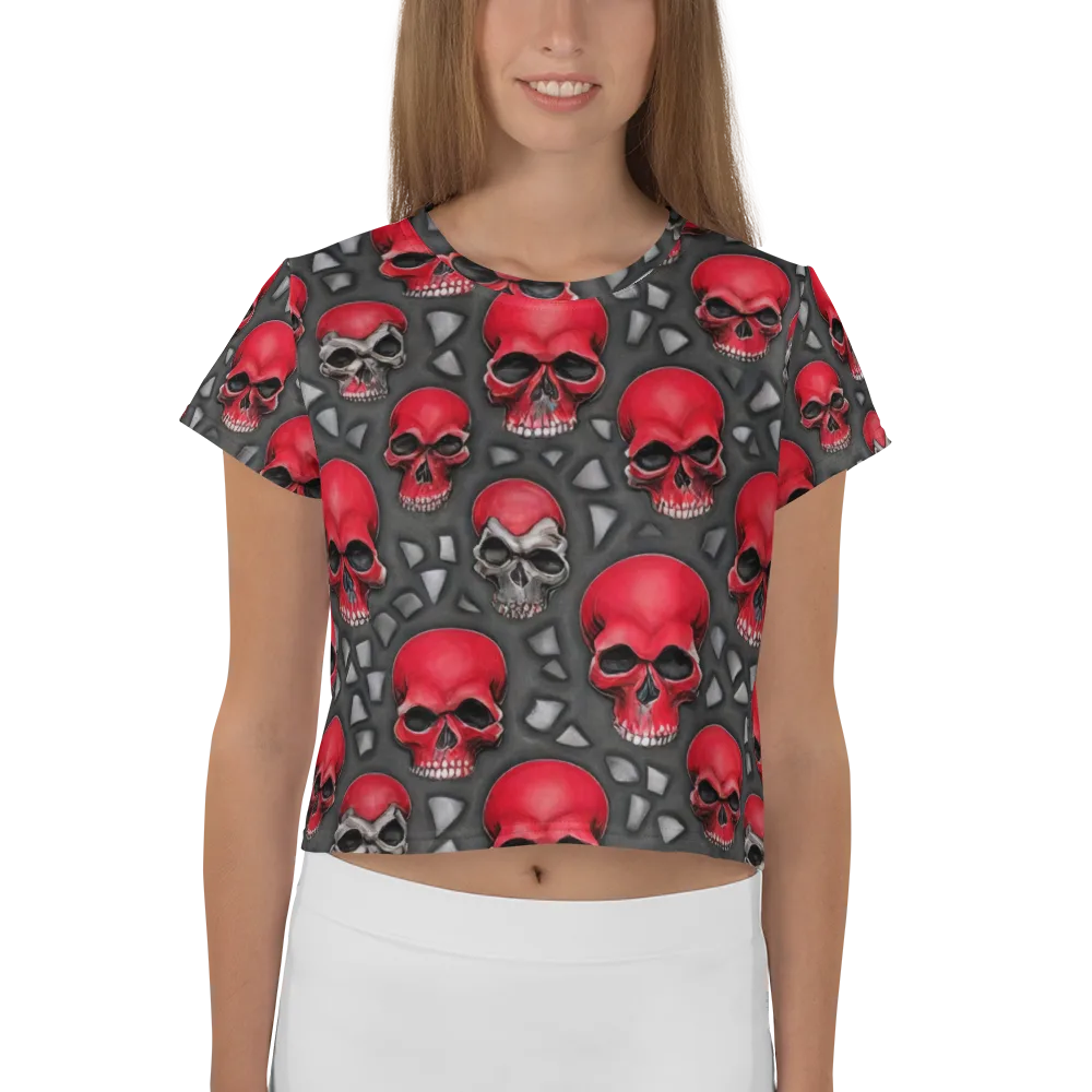 Crimson Skullfield on Crop Tee — Front