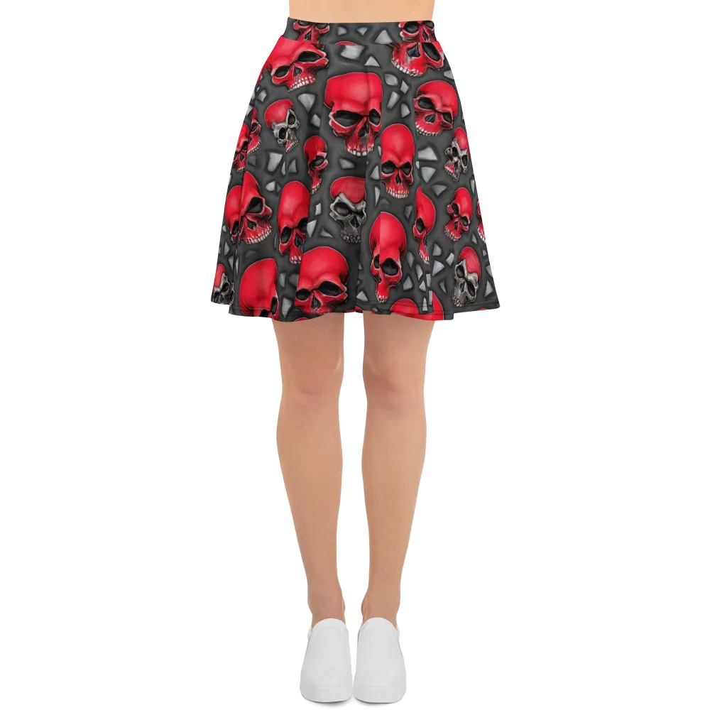 Crimson Skullfield on Skater Skirt — Front