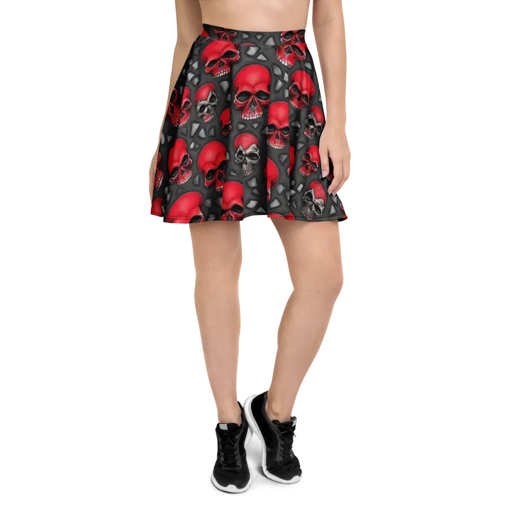 Crimson Skullfield on Skater Skirt — Front