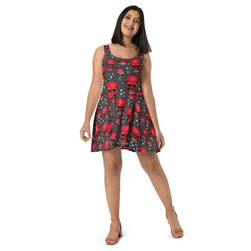 Crimson Skullfield on a Skater Dress