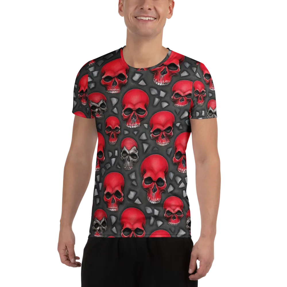 Crimson Skullfield on Men's Athletic T-Shirt — Front