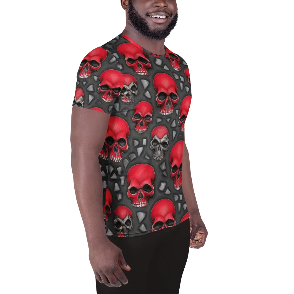 Crimson Skullfield on Men's Athletic T-Shirt — Right