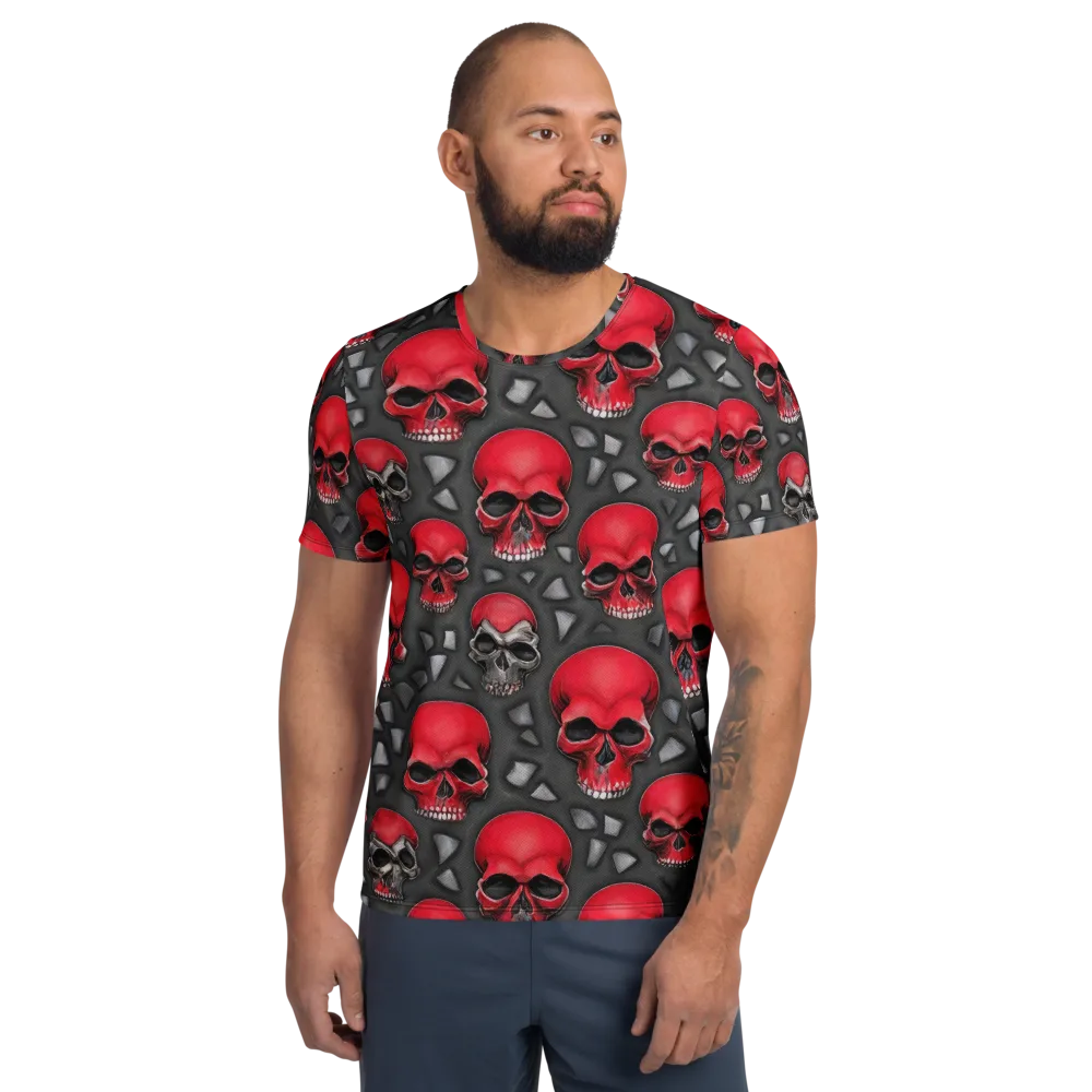 Crimson Skullfield on Men's Athletic T-Shirt — Front