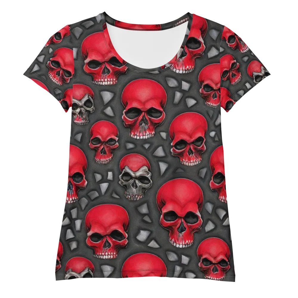 Crimson Skullfield on Women's Athletic T-Shirt — Front