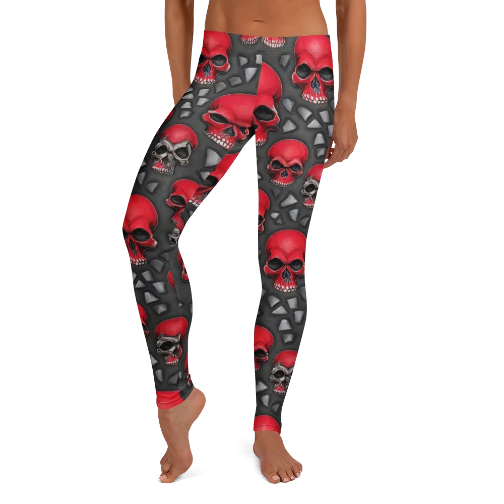Crimson Skullfield on Leggings — Front