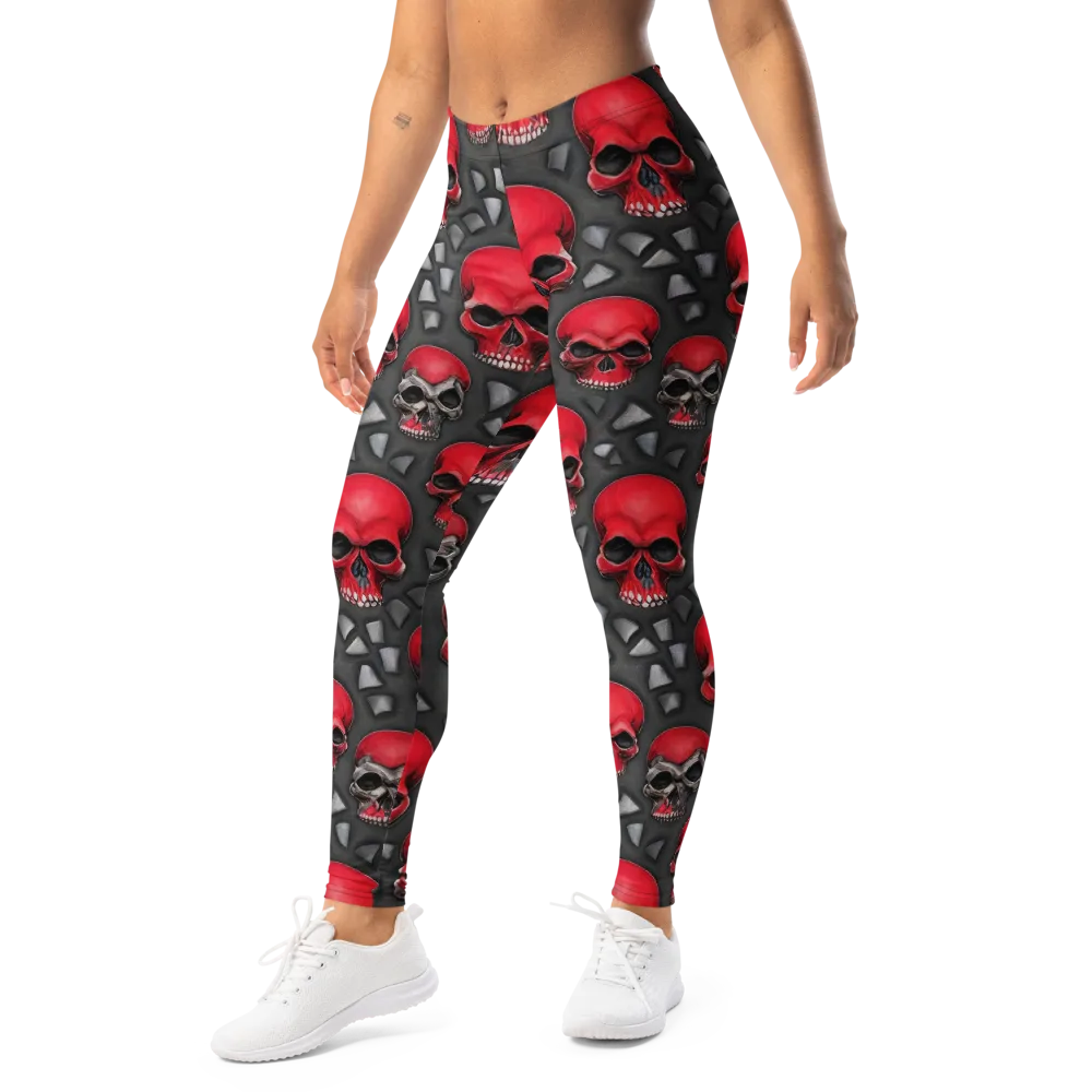 Crimson Skullfield on Leggings — Left Front