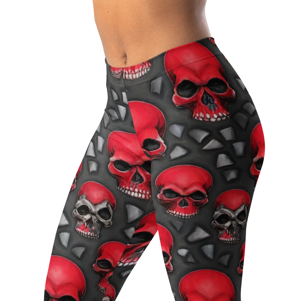 Crimson Skullfield on Leggings — Left Front
