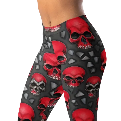 Crimson Skullfield on a Leggings